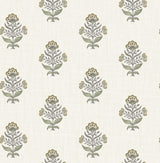 York Hollyhock Honey Floral Crest Wallpaper