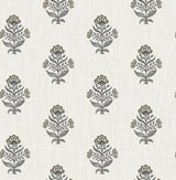 York Hollyhock Black Floral Crest Wallpaper