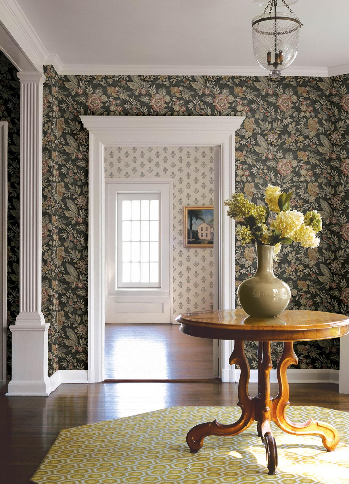 York Begonia Black Floral Trail Wallpaper