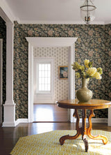 York Begonia Black Floral Trail Wallpaper