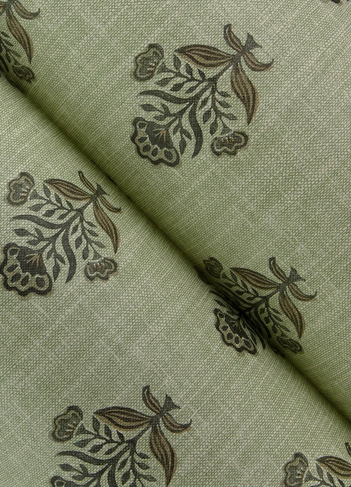 York Hollyhock Green Floral Crest Wallpaper