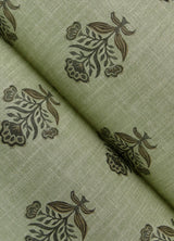York Hollyhock Green Floral Crest Wallpaper