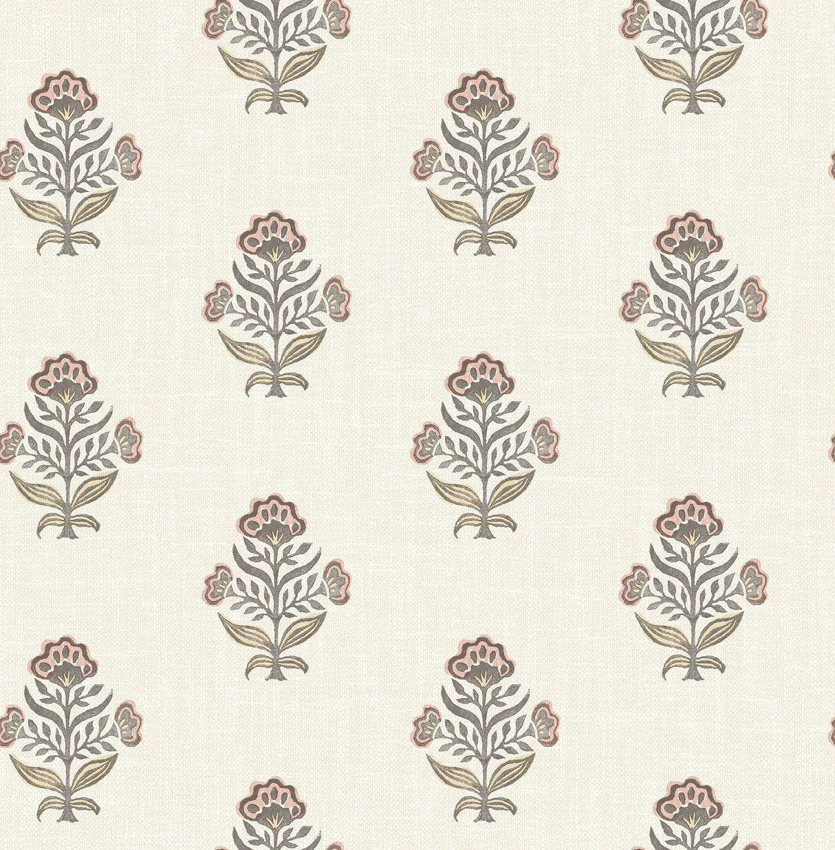 York Hollyhock Rust Floral Crest Wallpaper