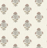 York Hollyhock Rust Floral Crest Wallpaper