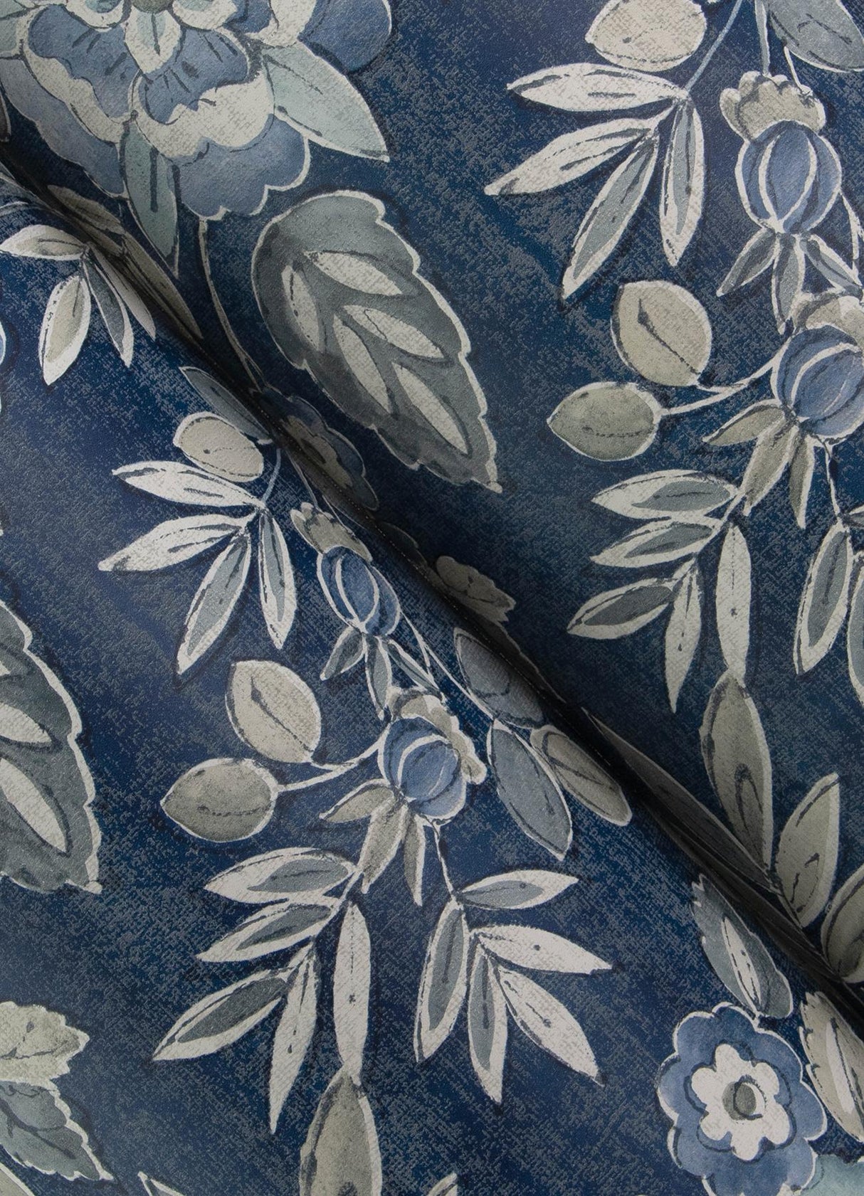 York Begonia Indigo Floral Trail Wallpaper