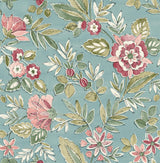 York Begonia Teal Floral Trail Wallpaper