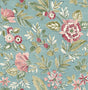 York Begonia Teal Floral Trail Wallpaper