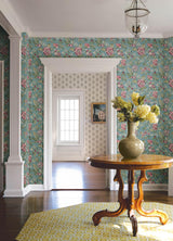 York Begonia Teal Floral Trail Wallpaper