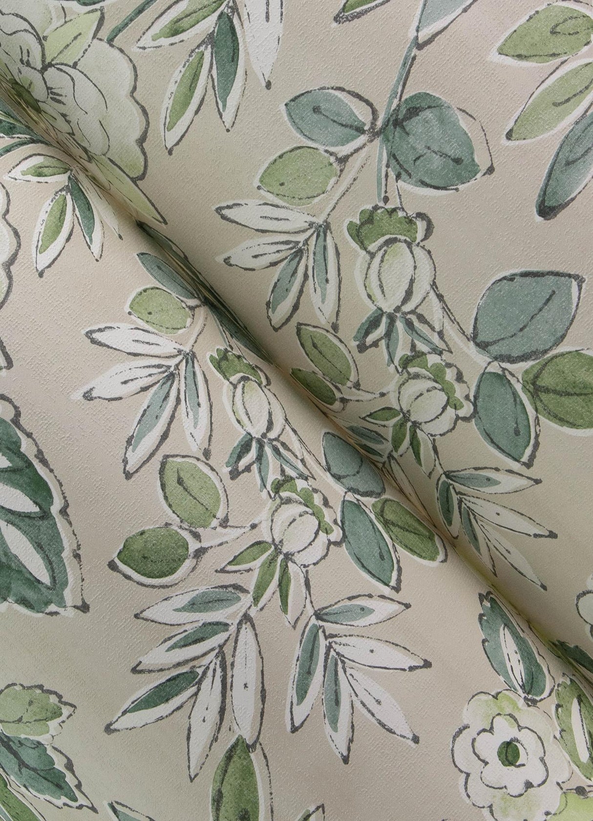 York Begonia Sea Green Floral Trail Wallpaper