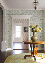 York Begonia Sea Green Floral Trail Wallpaper