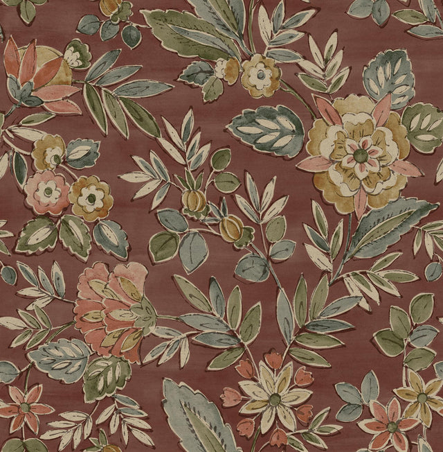 York Begonia Red Floral Trail Wallpaper