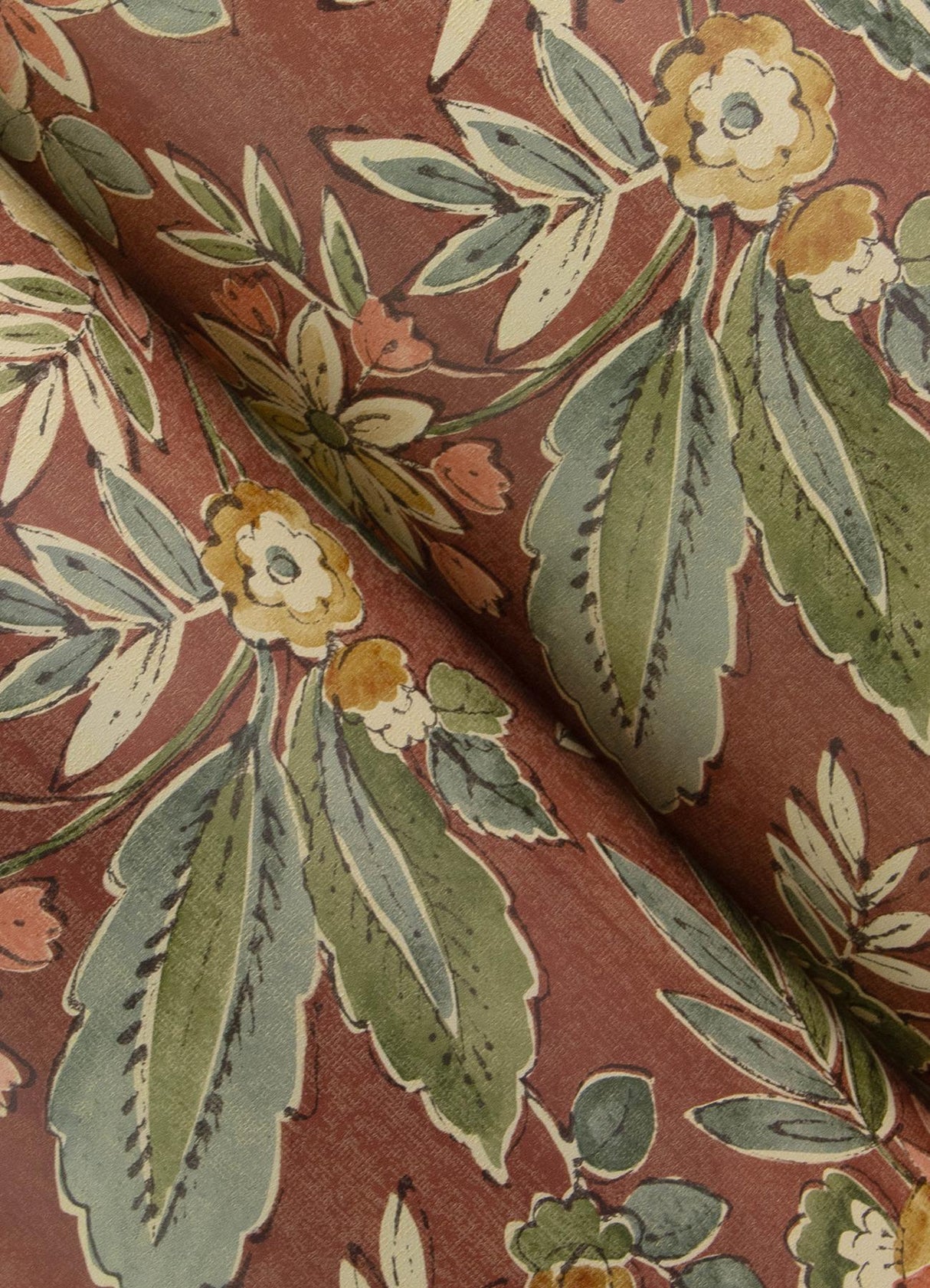 York Begonia Red Floral Trail Wallpaper