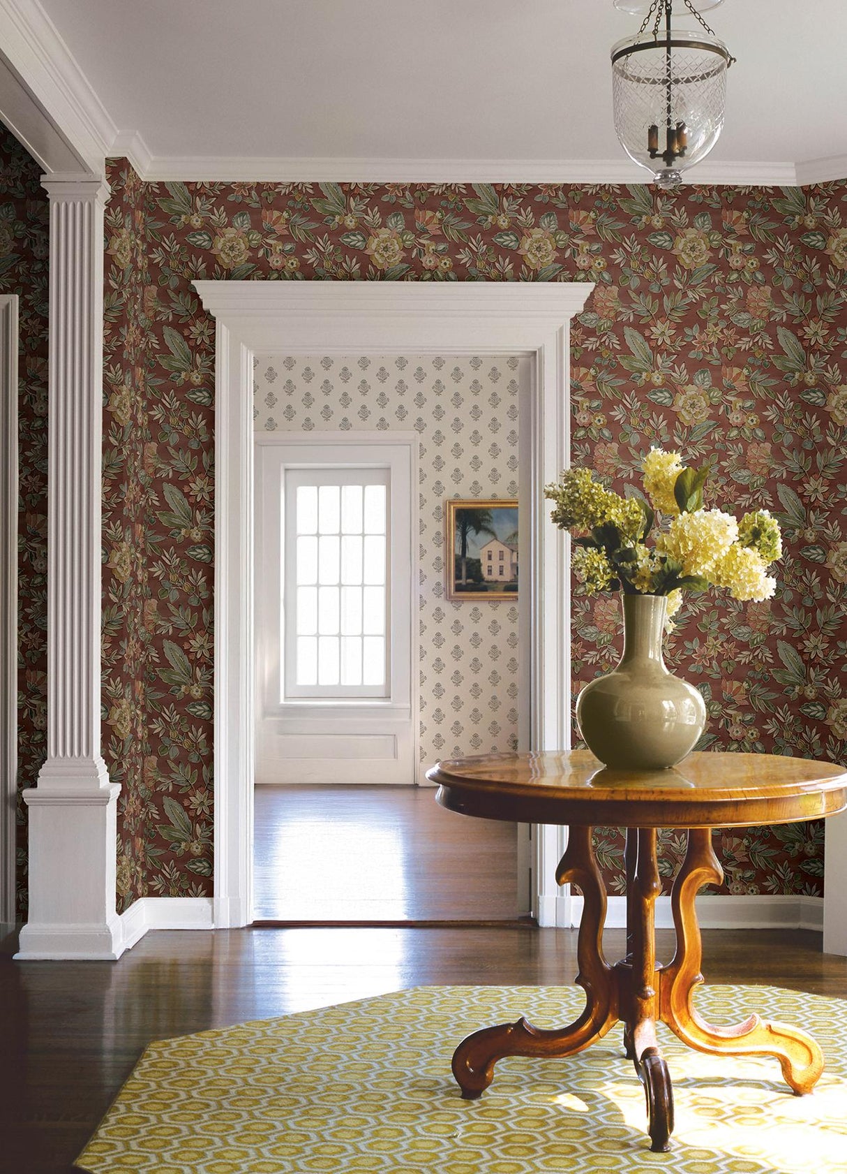 York Begonia Red Floral Trail Wallpaper