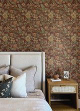 York Begonia Red Floral Trail Wallpaper