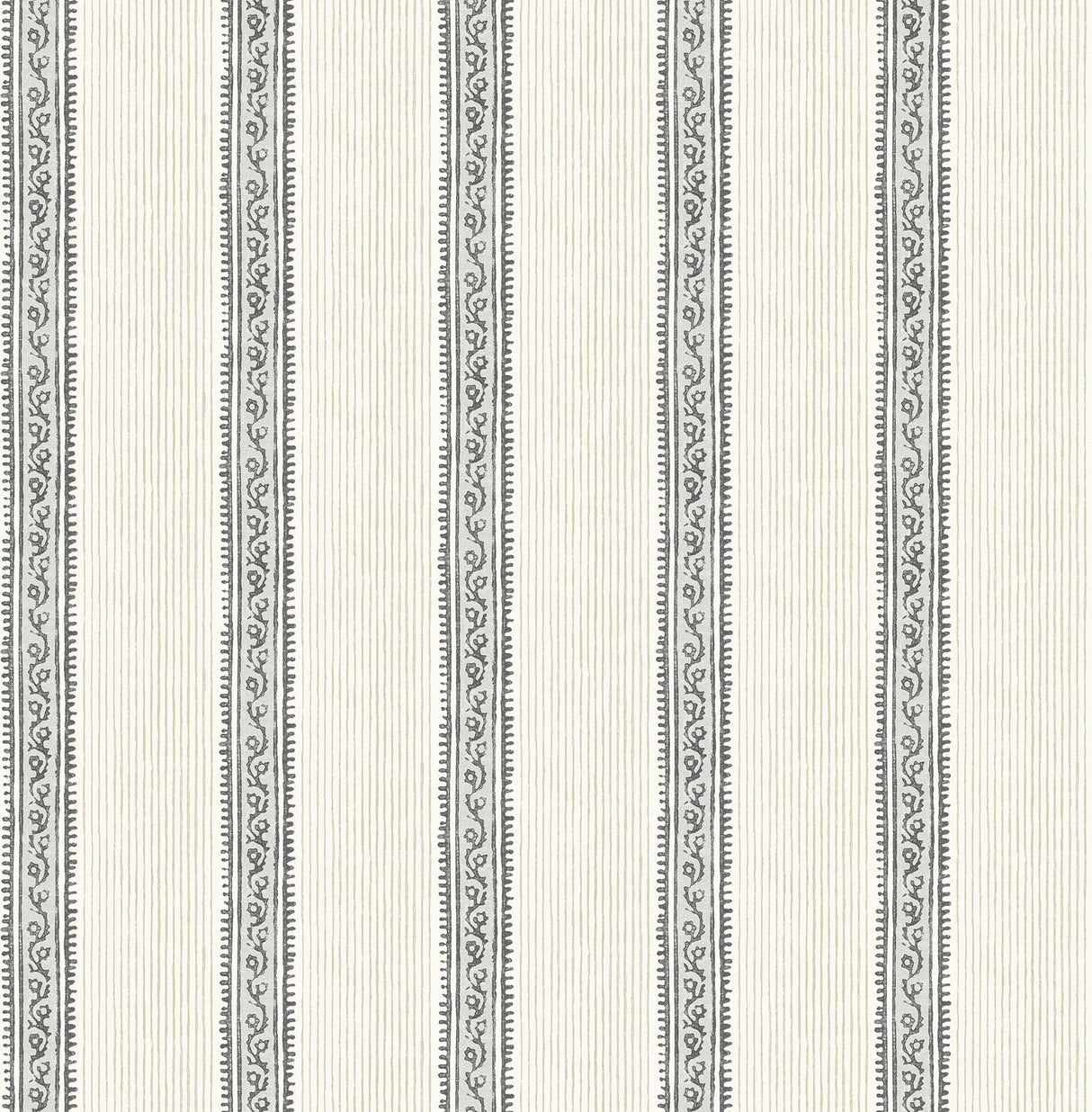York Mandevilla Black Vine Stripe Wallpaper
