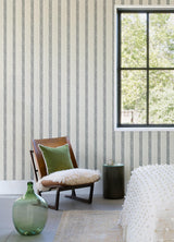 York Mandevilla Black Vine Stripe Wallpaper