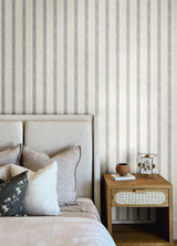 York Mandevilla Black Vine Stripe Wallpaper