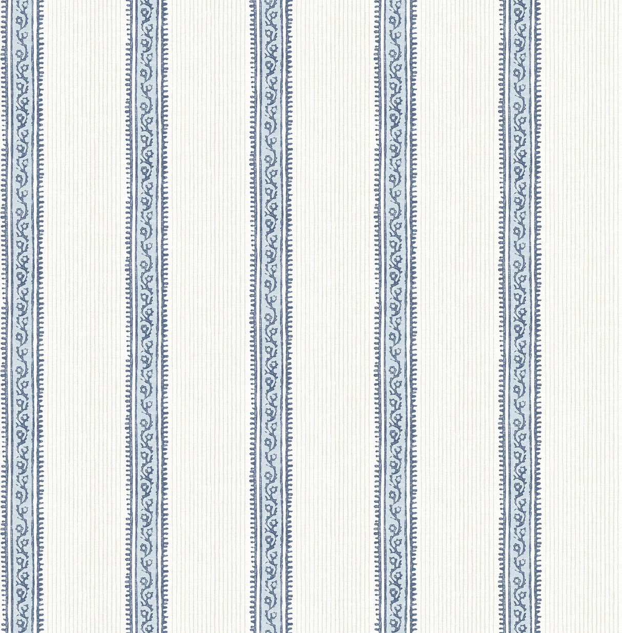 York Mandevilla Blue Vine Stripe Wallpaper