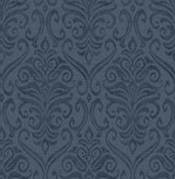 York Adavu Blue Damask Wallpaper