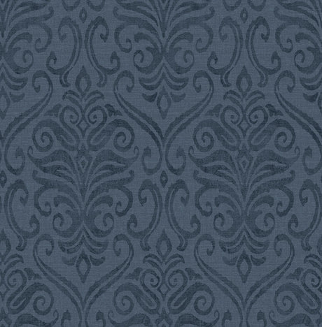 York Adavu Blue Damask Wallpaper