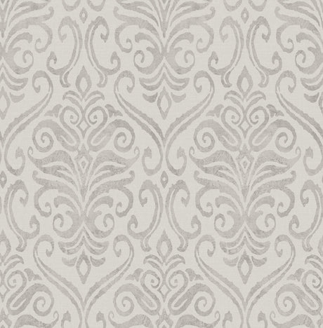 York Adavu Grey Damask Wallpaper