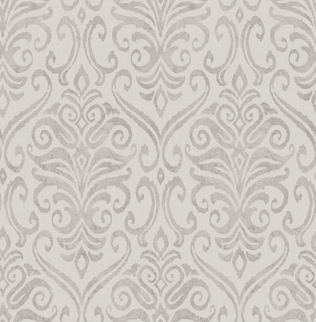 York Adavu Grey Damask Wallpaper