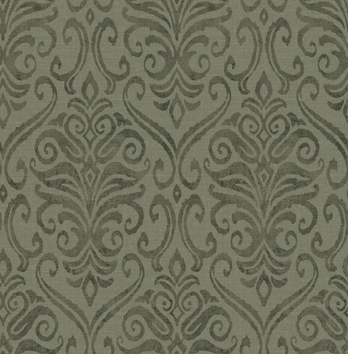 York Adavu Dark Green Damask Wallpaper