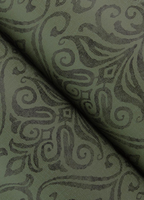 York Adavu Dark Green Damask Wallpaper