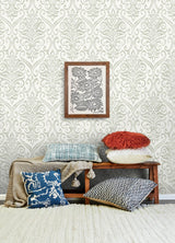 York Adavu Sage Damask Wallpaper