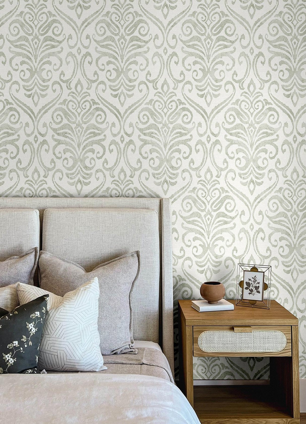 York Adavu Sage Damask Wallpaper
