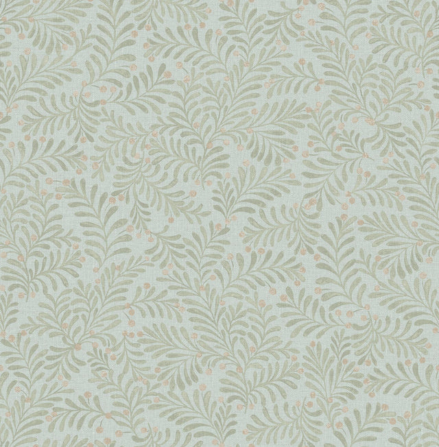 York Chrysantha Aqua Berry Branches Wallpaper
