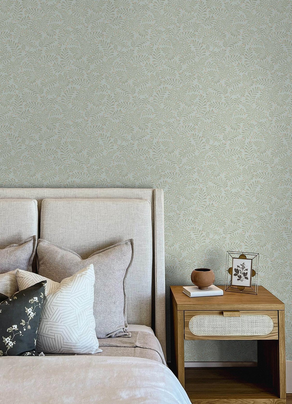 York Chrysantha Aqua Berry Branches Wallpaper