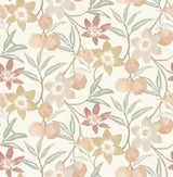 York Passiflora Peach Fruit and Floral Wallpaper
