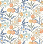 York Passiflora Blue Fruit and Floral Wallpaper