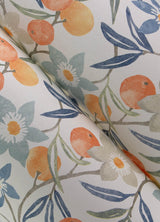York Passiflora Blue Fruit and Floral Wallpaper