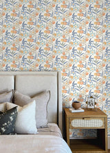 York Passiflora Blue Fruit and Floral Wallpaper