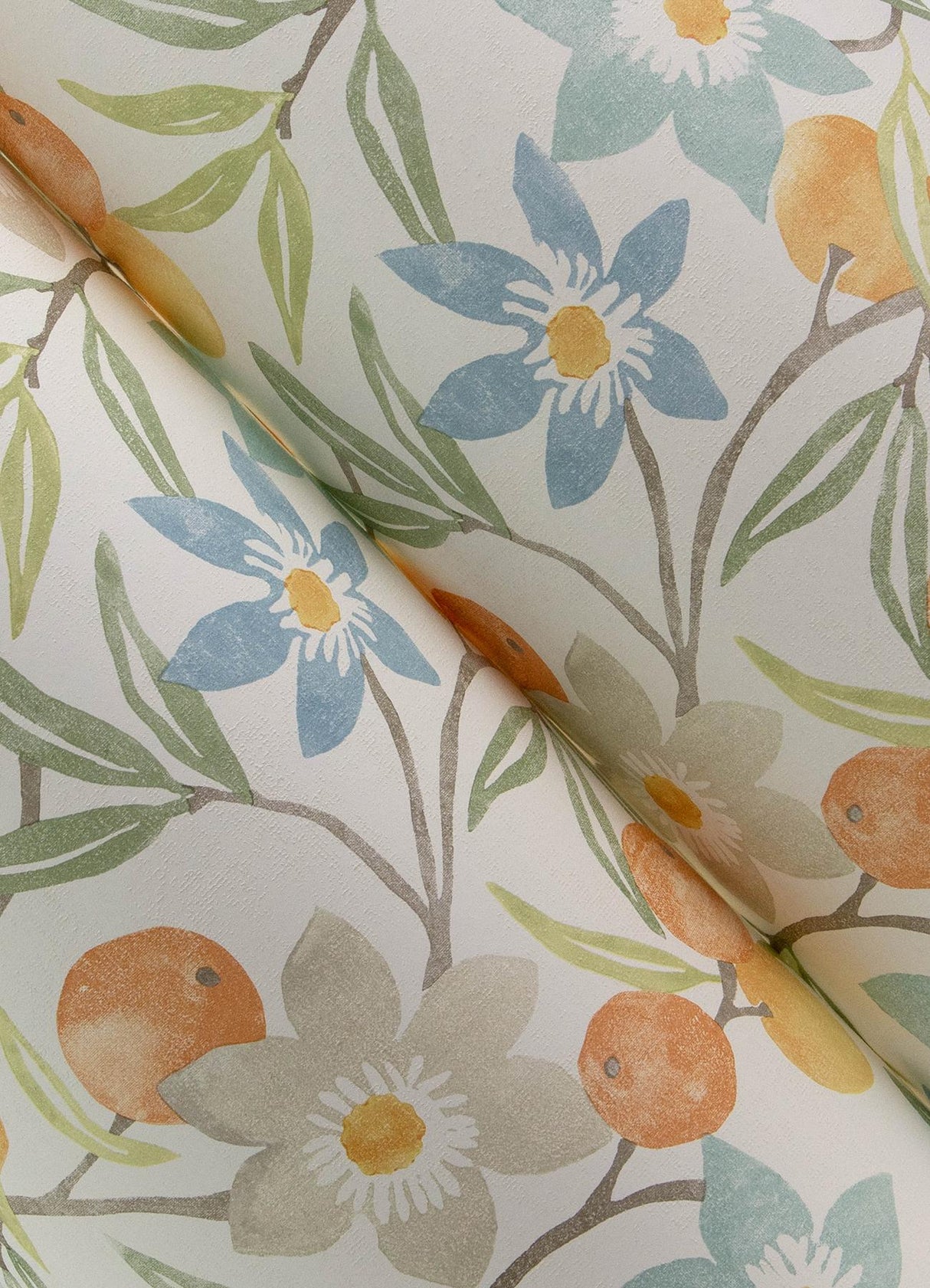 York Passiflora Apricot Fruit and Floral Wallpaper