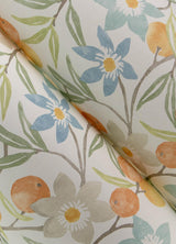 York Passiflora Apricot Fruit and Floral Wallpaper