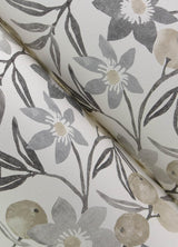 York Passiflora Charcoal Fruit and Floral Wallpaper
