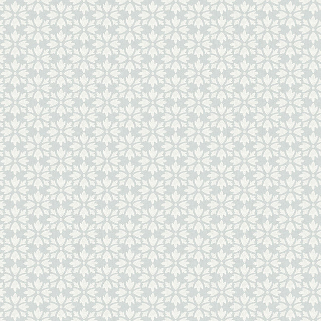 York Phlox Light Blue Floral Stamp Wallpaper
