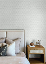 York Phlox Light Blue Floral Stamp Wallpaper