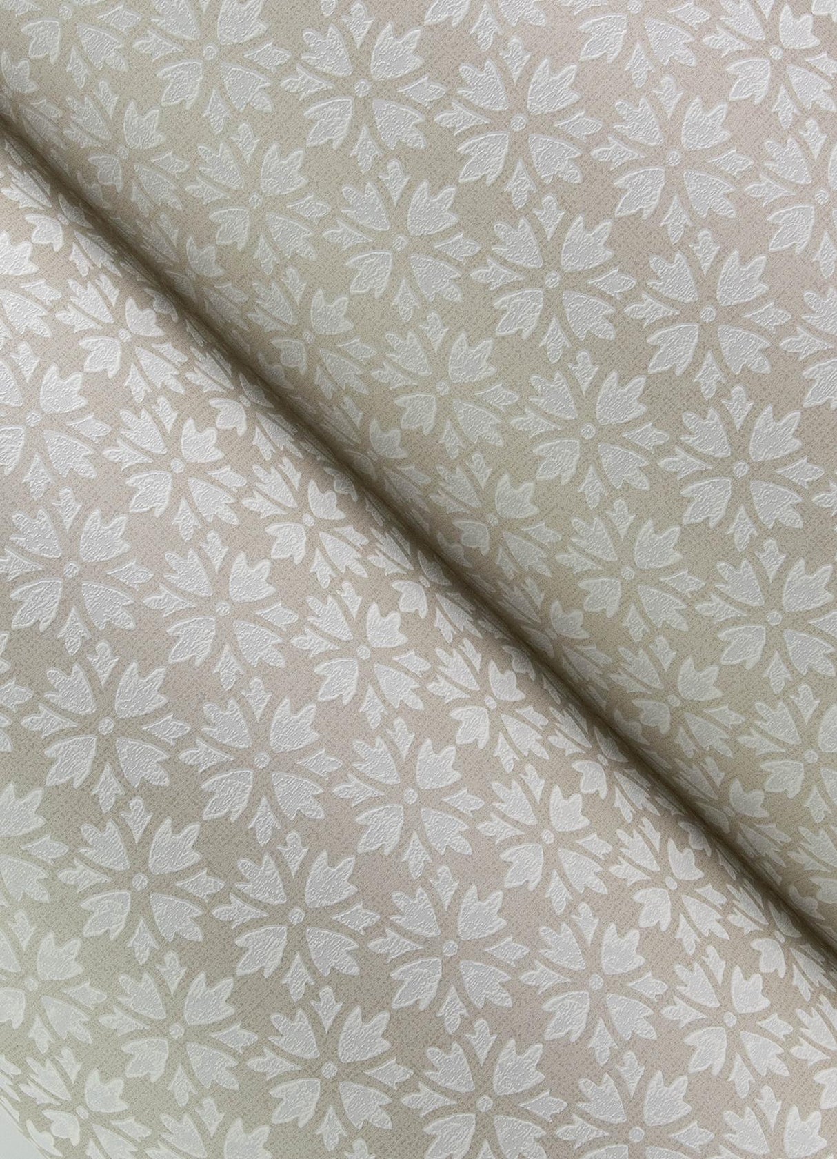 York Phlox Grey Floral Stamp Wallpaper