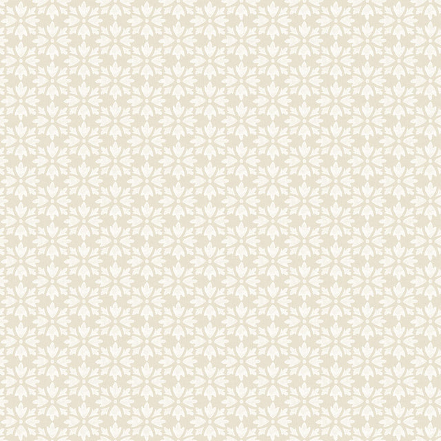 York Phlox Khaki Floral Stamp Wallpaper