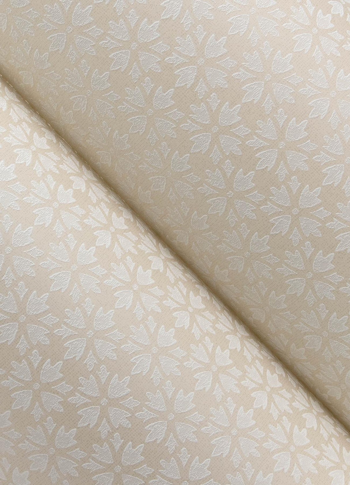 York Phlox Khaki Floral Stamp Wallpaper