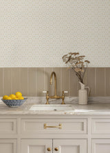 York Phlox Khaki Floral Stamp Wallpaper