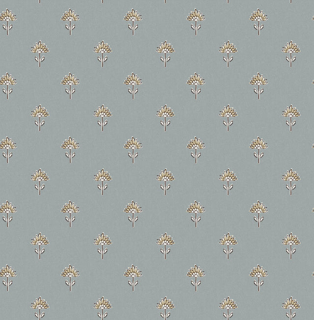 York Surdiva Denim Floral Fan Wallpaper