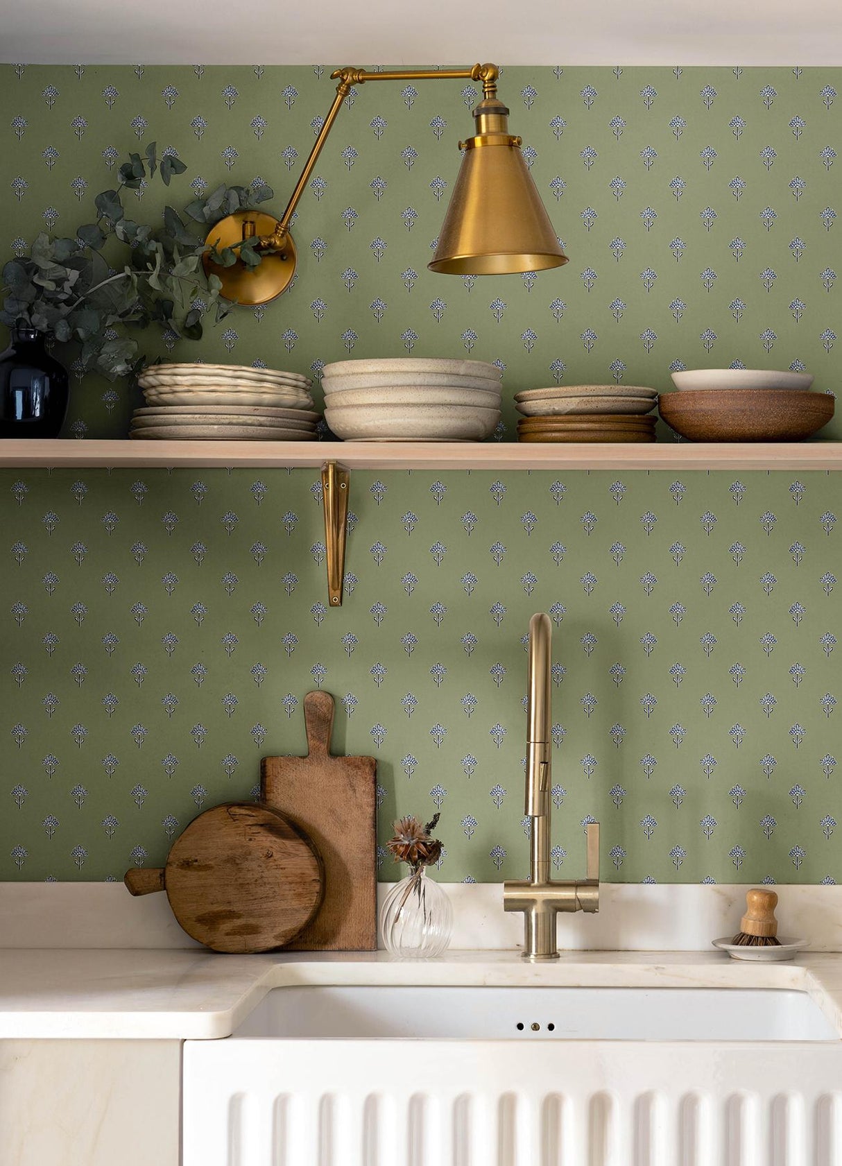 York Surdiva Green Floral Fan Wallpaper