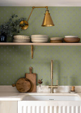 York Surdiva Green Floral Fan Wallpaper
