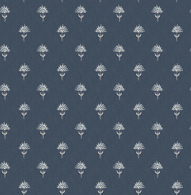 York Surdiva Indigo Floral Fan Wallpaper