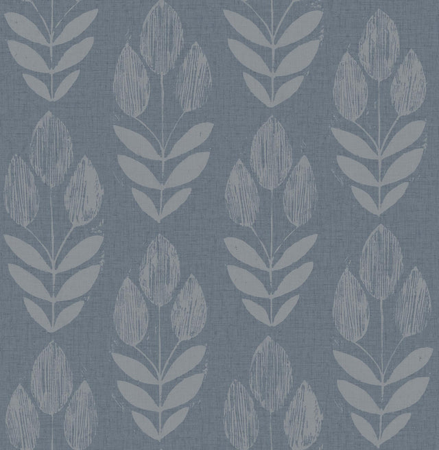 York Garland Denim Block Tulip Wallpaper